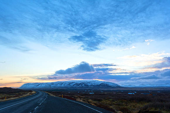 Sunset near Selfoss, South East Iceland.